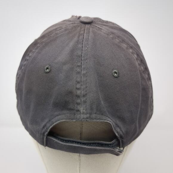 Ha Strapback Baseball Cap Gray One Size Adjustable 6 Panel Distressed Blank - Picture 6 of 9